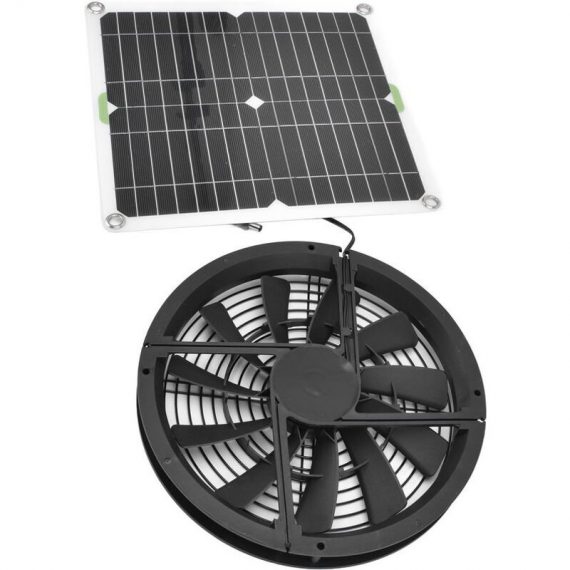 Solar Panel Fan Kit 10in 100W Waterproof Solar Panel Round Ventilation Case Exhaust Fan for Chicken Coop Greenhouse Shed 3114220029211 7452603653412