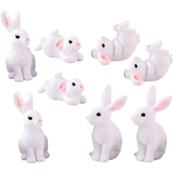 8pcs Miniature Rabbit Figurines Fairy Garden Bunny Figures Easter Cake Decorations Mini Rabbit Figures Toys Assorted Styles DK-418 6273998099361