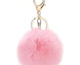 Perle Rare - Pompom Key Ring in Real Rabbit Hair, Soft to the Touch Guaranteed -Pale Pink YBD031233LCP 9126316652953