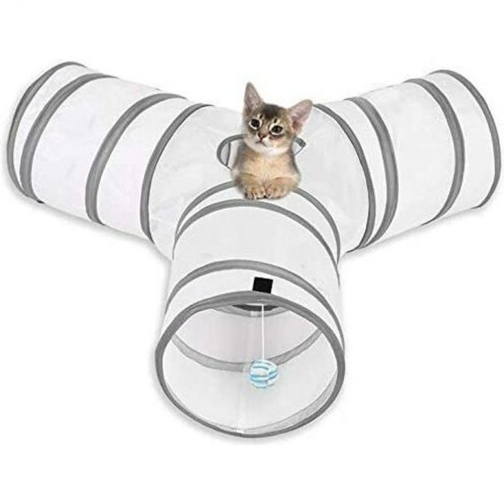 LangRay Cat Tunnel Cat Game, Rabbit Tunnel Pet Tunnel 3 Way Crinkle Tunnel Collapsible Tube Toy for Cats Rabbits, Dogs, Pets MM006294 9041180911367