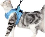 Ultra-Light Cat Harness and Lead Soft and Comfortable Kitten Collar Running Jacket Suitable for Rabbit Puppies(Blue,S) - Litzee LI004153 9116323642146