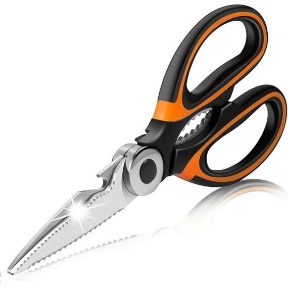Heavy Duty Kitchen Scissors, New Sharp Professional Stainless Steel Multi-Purpose Pinking Kitchen Scissors with Blade Cover for Chicken, Fish, Meat, YBD007718WJY 9126316777311