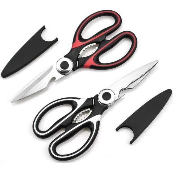 2 Pieces Kitchen Scissors, Heavy Duty Kitchen Scissors, Professional Stainless Steel Scissors, Multipurpose Scissors with Lid for Chicken Fish YBD012132WJY 9349843157931