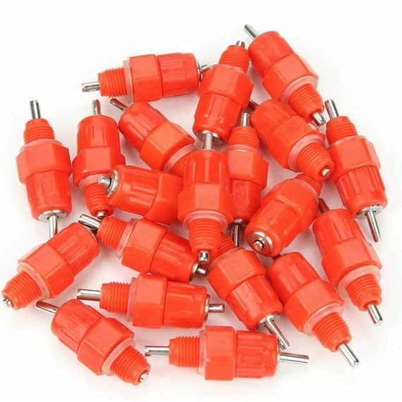 20pcs Automatic Nipple Drinkers for Hen Poultry Chicken Duck Water Dispenser Screw Style Livestock Feeding Livestock Irrigation Equipment Red Nce-15060 6931902982443