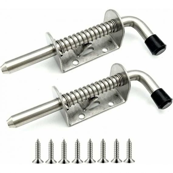 2 Pack Spring Loaded Stainless Steel Latch for Garage Door Shed Yard Chicken Coop (128mm) Nce-14287 6931902974714