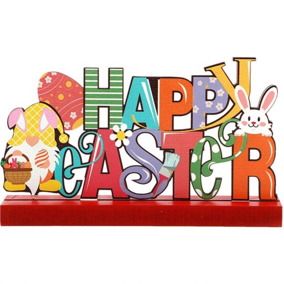 Superseller - Easter Wooden Desk Ornaments Easter Rabbit Themed Decoration Easter Decorative Centerpiece Tabletop Ornaments for Easter Party Home H44925-1|444 805384331364