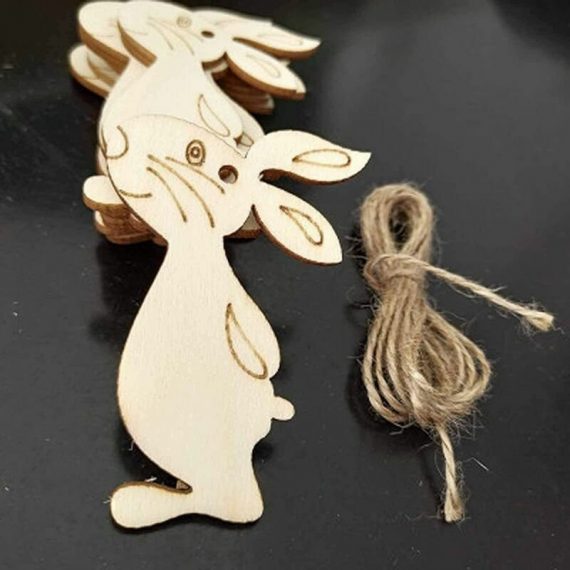 Wooden Hanging Pendants Egg Rabbit Flower Chicken Shape Hanging Ornament DIY Crafts Hanging Ornaments Decorations Party Favor for Easter —— A. Y0051-UK2-230208-1568 7426050507499