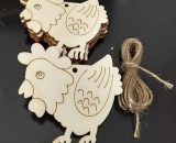 Wooden Pendant Charms, N/C Egg Rabbit Bunny Flower Chicken Shape Hanging Ornament, DIY Crafts Hanging Ornaments Decorations Party Favor for Easter —— Y0051-UK2-230208-1566 7426050507475
