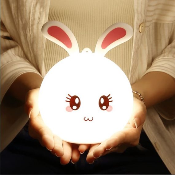 LED table lamp, LED loading cute rabbit silicone pat, can reduce pressure, pinch, touch and mitigate gift light for colorful children- BETGB001701 9088659264777