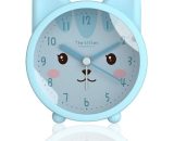 Cat, Blue) Cute Animal Shaped Alarm Clock for Kids, Non Ticking, Rabbit, Cat/Deer, Silent Alarm Clock with Backlight Sun-72175WX