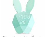 Flkwoh - Cute Rabbit Led Night Light Bedside Lamp+Alarm Clock Built-in Function Lithium Battery Led Voice Activated Christmas Gift For Kids,Girls,Baby 9uk17282-YM1223 9347973014568