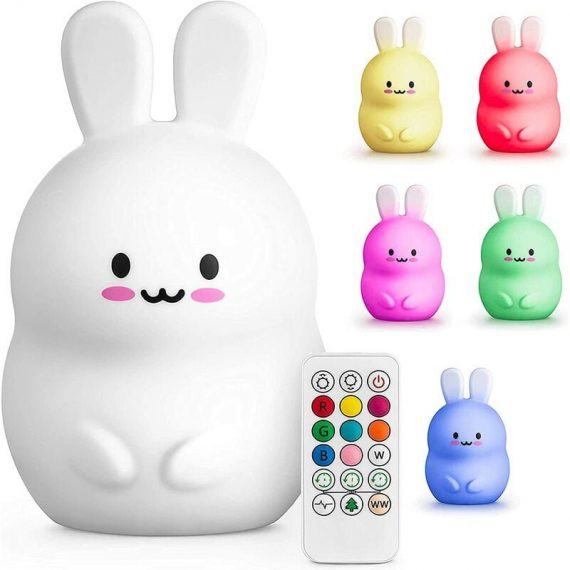 Children's Night Light - Baby Rabbit Night Light - usb Rechargeable led Silicone Lamp with Remote Control, Bedroom Night Lamp [Energy Class a+++] Y0059-UKDE2-K0059-220819-032 7426050417927