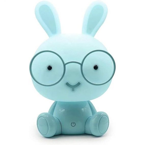Led Eye Protection Table Lamp Cute Rabbit Touch Night Light with Glasses Emergency Light for Bedroom and Children's Room Rugged (Blue) Y0001-UK2-K0061-220808-002 8751899836912