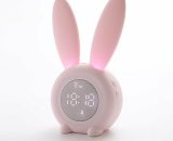 Benobby Kids - Cute Rabbit Shaped Induction Alarm Clock, Intelligent Automatic Breathing Light Adjustment, Automatic Time/Date/Temperature Display, Y0001-UK2-K0061-220809-007 8751899837315
