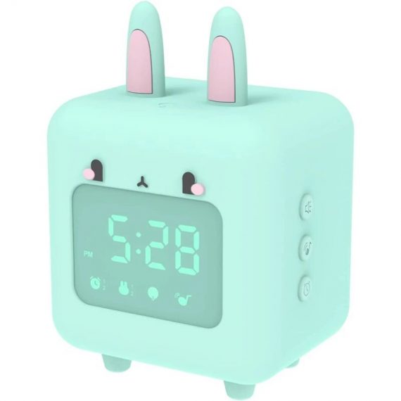 FVO - Children's Alarm Clock Rabbit, led Digital Lamp Alarm Clock Night Light Girl Boys Day Night Child Adjustable Volume Snooze Alarm Clock, Gift Y0001-UK3-K0069-220901-027