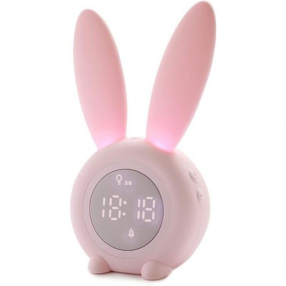 Cute Rabbit Shaped Induction Alarm Clock, Intelligent Automatic Breathing Light Adjustment, Automatic Time/Date/Temperature Display, Voice Control or YGF06680 9408198494754