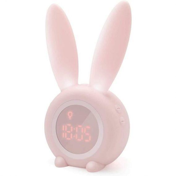 Cute Rabbit Alarm Clock Bedside Lamp Creative Table Silent Night Light, Snooze Function, 6 Loud Sounds, Timed Night Light, Great for Kids, Girls, Mano-ZQUK-4570 6273996131605