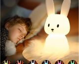 Rabbit Night Light Baby Touch 7 Colors | usb Rechargeable Can Be Timed Night Light Kids Deco Lamp For Christmas Decoration Kids Room Birthday Gift Mano-ZQ-6311