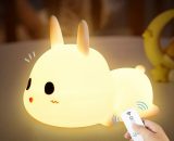 Portable Child Night Light, 7 Colors LED Silicone Rabbit Lamp, Baby Room Lamp, USB Rechargeable Cute Color Changing Lamp with Remote Control MA-JBEN-2209013-2510 6474995475633