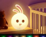 Kids Room Night Light, Cute Night Light Silicone Rabbit Light for Toddler Girls, with 7 LEDs Color Changing, Tap Control Portable Kids Room Night MA-JBEN-2209013-2387 6474995474407