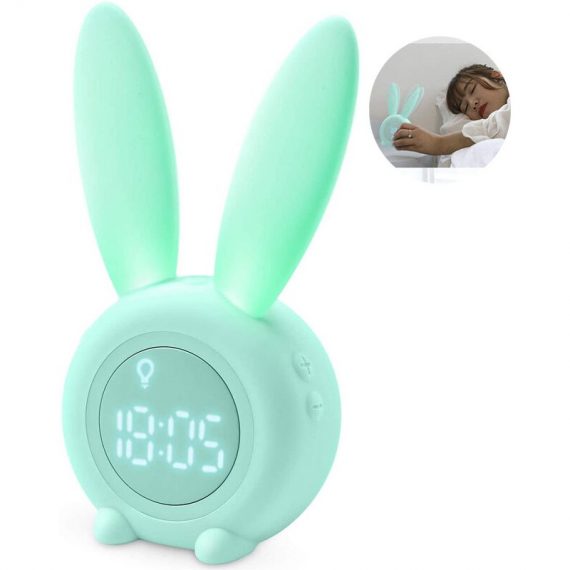 Kids Light Alarm Clock Cute Rabbit Wake Up Kids Alarm Clock Creative Bedside Lamp Snooze Function Timed Night Light Nursery Day Gift for Kids Girls HLT-10224 6927193750212
