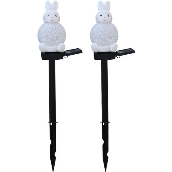 2PCS Solar Rabbit Lights Outdoor Decorative Stakes Lights 7-color Changing Light LED Landscape Lights Waterproof for Pathway Walkway Lawn Backyard H46448-2 805384140966