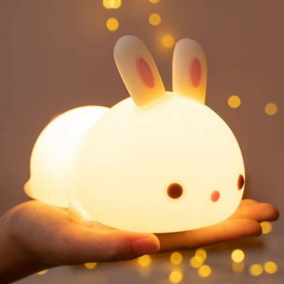 Baby Night Light, Baby Rabbit Child Night Light, Touch Bedside Lamp, USB Rechargeable LED Night Light Miffy, Portable Silicone Night Light Girl Boy BRU-18403