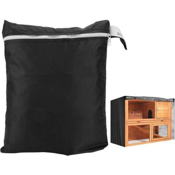 Anti-dust cover for rabbit hut - Double layer fabric accessory Waterproof, anti-dust and windproof for poultry cage (black) BETGB013817 9434273016320