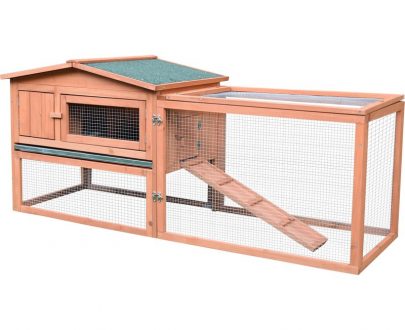 Pawhut 2 Floor Wooden Rabbit Hutch Bunny Cage House Chicken Coop Outdoor Garden Backyard 158 x 58 x 68 cm D2-0014-2 5056029854945