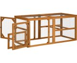 PawHut Wooden Chicken Coop with Perches, Doors, Combinable Design, for 2-4 Chickens - Natural Wood Colour D51-370V00OG 5056725382902