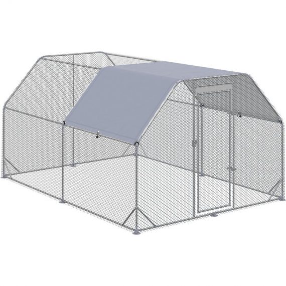 PawHut Chicken Run with Roof, Walk In Chicken Coop Run Cage for 10-12 Chickens, Hen House Duck Pen Outdoor, 380x280x195 cm D51-373V01SR 5056602956479